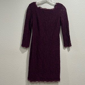 Adrianna Papell Purple Lace Evening Dress Size 0